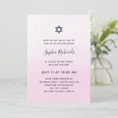 Waterverf Blush Pink Ombre | Bat Mitzvah Kaart (Staand voorkant)
