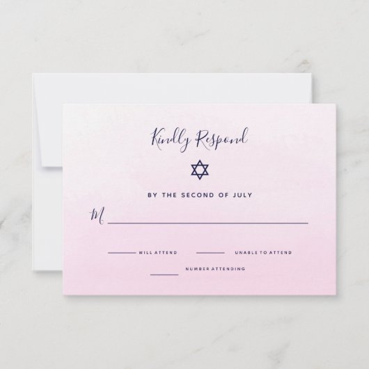 Waterverf Blush Pink Ombre | Bat Mitzvah RSVP Kaartje (Voorkant)