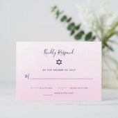 Waterverf Blush Pink Ombre | Bat Mitzvah RSVP Kaartje (Staand voorkant)