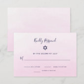Waterverf Blush Pink Ombre | Bat Mitzvah RSVP Kaartje (Voorkant / Achterkant)