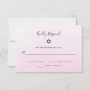 Waterverf Blush Pink Ombre   Bat Mitzvah RSVP Kaartje