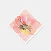 Waterverf Blush Pink Peach koral Floral Weddenscha Servetten (Hoek)