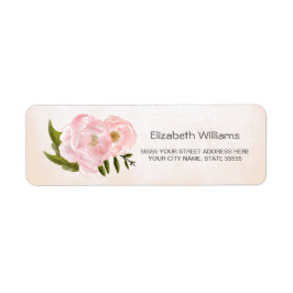 Waterverf Blush Pink Peonie Return Address Labels