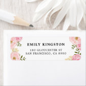 Waterverf Blush Pink Peonies Adres Etiket (Insitu)