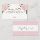 Waterverf Blush Pink Peonies Baby Diaper Raffle Informatiekaartje (Voorkant / Achterkant)