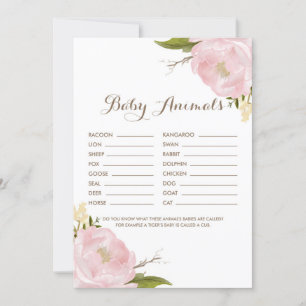 Waterverf Blush Pink Peonies Baby shower Game