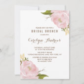 Waterverf Blush Pink Peonies Bridal Brunch Kaart (Voorkant)