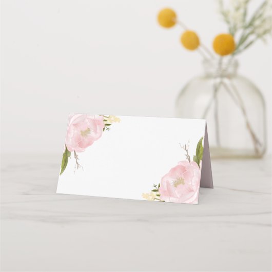 Waterverf Blush Pink Peonies Florence Place Cards Plaatskaartje (Voorkant)