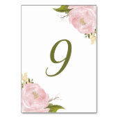 Waterverf Blush Pink Peonies Table Nummerkaart Kaart (Voorkant)