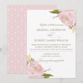 Waterverf Blush Pink Peonies Weddenschap Kaart (Voorkant / Achterkant)