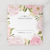 Waterverf Blush Pink Peonies Wedding Plaatskaartje (Buitenkant ongevouwen)