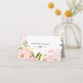 Waterverf Blush Pink Peonies Wedding Plaatskaartje (Achterkant)