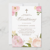 Waterverf Blush Pink Peony Floral Christening Kaart (Voorkant)