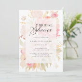 Waterverf Blush Pink Peony Floral Vrijgezellenfees Kaart (Staand voorkant)