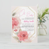 Waterverf Blush Pink Peony Waterverf Baby shower Kaart (Staand voorkant)