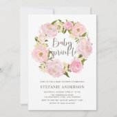 Waterverf Blush Pink Peony Wreath Baby Sprinkle Kaart (Voorkant)