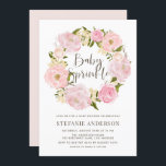 Waterverf Blush Pink Peony Wreath Baby Sprinkle Kaart<br><div class="desc">Nodig gasten uit voor uw evenement met deze aanpasbare baby sprinkle-uitnodiging. Het heeft een blush roze pioenenkrans. Personaliseer deze botanische uitnodiging door uw gegevens toe te voegen. Deze roze bloemenkrans baby sprinkle uitnodiging is ideaal voor lente- en tuinevenementen.</div>