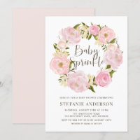 Waterverf Blush Pink Peony Wreath Baby Sprinkle
