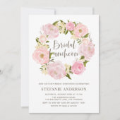 Waterverf Blush Pink Peony Wreath Bridal Luncheon Kaart (Voorkant)