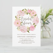 Waterverf Blush Pink Peony Wreath Vrijgezellenfees Kaart (Staand voorkant)
