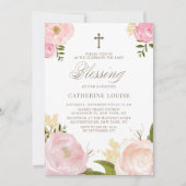 Waterverf Blush Pink Pony Floral Baby Blessing Kaart (Voorkant)