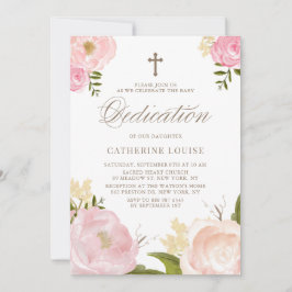 Waterverf Blush Pink Pony Floral Baby Dedication Kaart