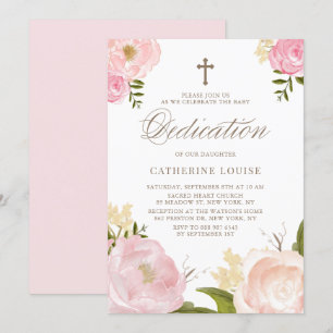 Waterverf Blush Pink Pony Floral Baby Dedication Kaart