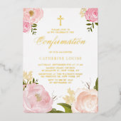 Waterverf Blush Pink Pony Floral Bevestiging Folie Uitnodiging (Voorkant)