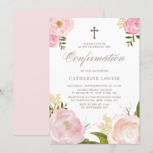 Waterverf Blush Pink Pony Floral Bevestiging Kaart