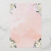Waterverf Blush Pink Quinceañera Floral Folie Uitnodiging (Achterkant)