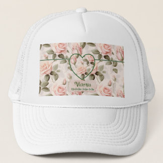 Waterverf Blush Pink Rose en Botanical Trucker Pet