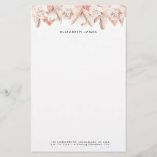 Waterverf Blush Pink Rose Flowers Gepersonaliseerd Briefpapier