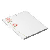 Waterverf Blush Pink Rose Flowers Gepersonaliseerd Notitieblok (Schuin)