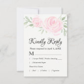 Waterverf Blush Pink Roses RSVP Respons Kaarten Kaartje (Voorkant)