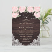 Waterverf Blush Pink Rustic Floral Wedding Kaart (Staand voorkant)