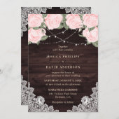 Waterverf Blush Pink Rustic Floral Wedding Kaart (Voorkant / Achterkant)