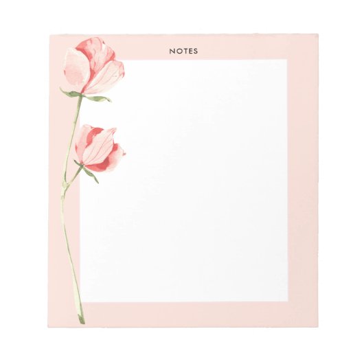 Waterverf Blush Pink Spring Blooms Floral Notitieblok (Voorkant)