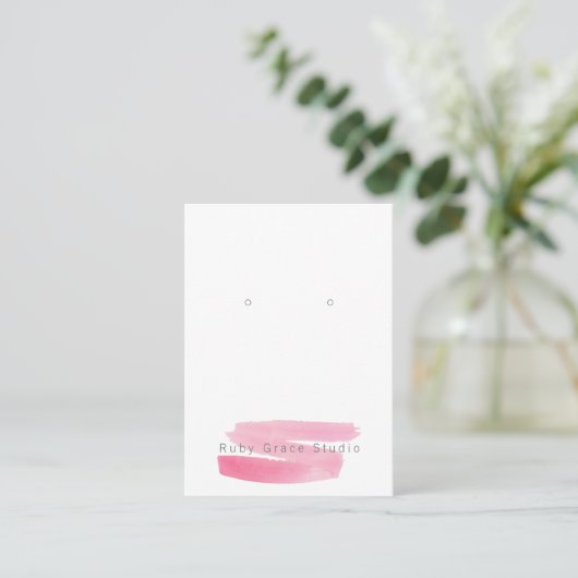 Waterverf Blush Pink Stroke Earring Display Kaart Visitekaartje (Staand voorkant)