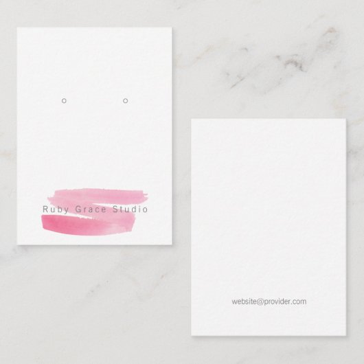 Waterverf Blush Pink Stroke Earring Display Kaart Visitekaartje (Voorkant / Achterkant)