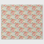 Waterverf Blush Pompoen Groen Goud Glitter Streep Cadeaupapier (Vlak)