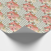 Waterverf Blush Pompoen Groen Goud Glitter Streep Cadeaupapier (Hoek)