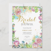 Waterverf Blush Roos Bridal Shower Invitation Kaart (Voorkant)