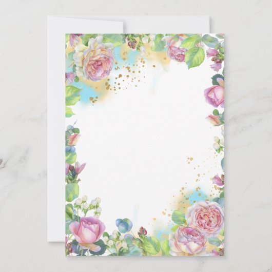 Waterverf Blush Roos Bridal Shower Invitation Kaart (Achterkant)