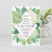 Waterverf Blush Roos en succulent Baby shower Kaart (Staand voorkant)