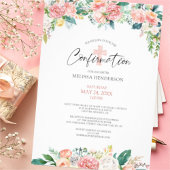 Waterverf Blush Roos Floral Cross bevestiging Kaart