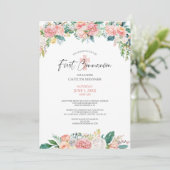 Waterverf Blush Roos Floral Cross First Community Kaart (Staand voorkant)