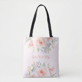 Waterverf Blush Roos Floral Tote Bag (Voorkant)