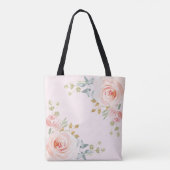 Waterverf Blush Roos Floral Tote Bag (Achterkant)