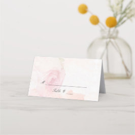 Waterverf Blush Roos | Gevouwen kaart Plaatskaartje