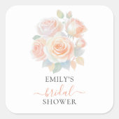 Waterverf Blush Roos Gold Garden Vrijgezellenfeest Vierkante Sticker (Voorkant)